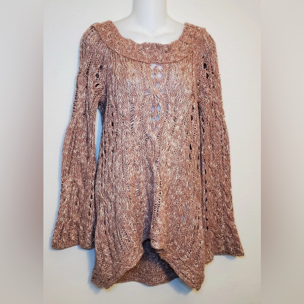 Free People Women’s Boho Brown Terracotta Alpaca Sweater Tunic